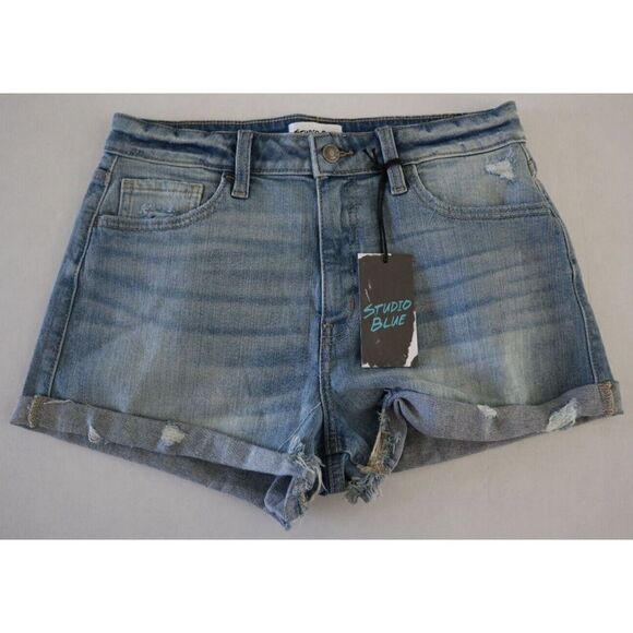 Studio Blue S36070LDC Women's Sz 29 Blue Denim Cuffed Shorts $68 - Picture 1 of 4